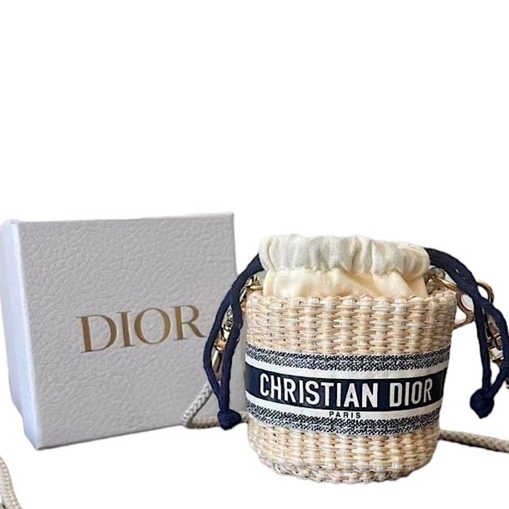 ❌ SOLD‼️ Dior Mini Drawstring Raffia Bucket Crossbody Bag